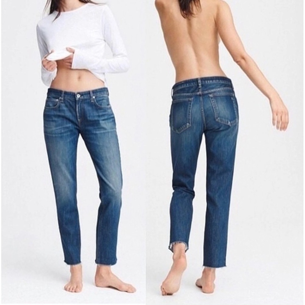 Rag & Bone Jeans Dre Low Rise Ankle‎ Slim Boyfriend 26 Blue New